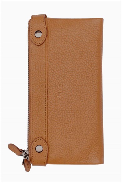 Hakiki Deri Kadın Cüzdan - Portföy 8215 - Taba