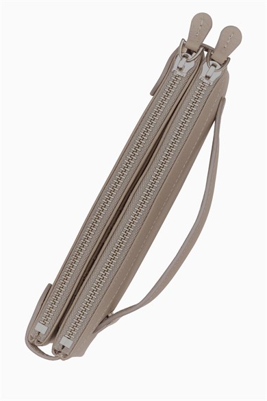 Hakiki Deri Kadın Cüzdan - Portföy 8215 - Vizon