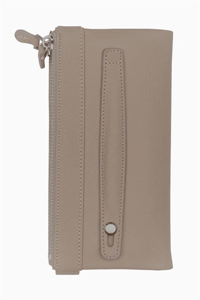 Hakiki Deri Kadın Cüzdan - Portföy 8215 - Vizon