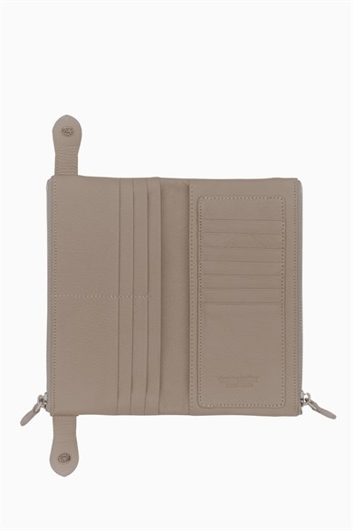 Hakiki Deri Kadın Cüzdan - Portföy 8215 - Vizon