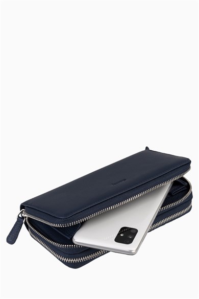 Hakiki Deri Unisex El Portföyü 8265MG - Lacivert