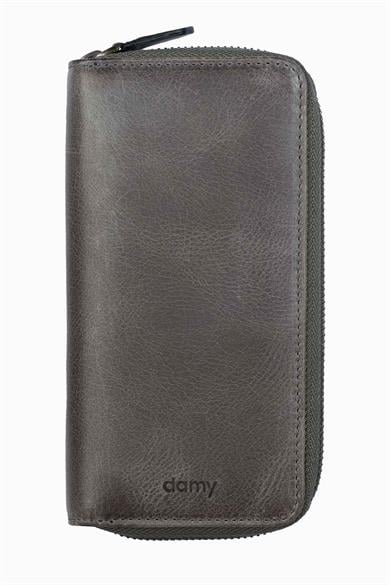 Hakiki Deri RFID Korumalı Telefon Bölmeli El Portföyü 833 - Antrasit