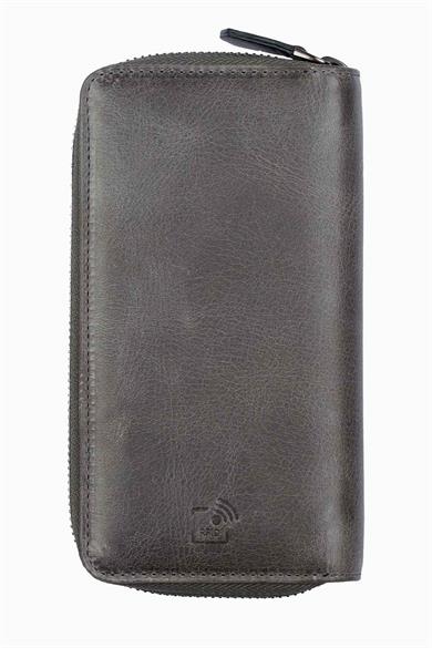 Hakiki Deri RFID Korumalı Telefon Bölmeli El Portföyü 833 - Antrasit