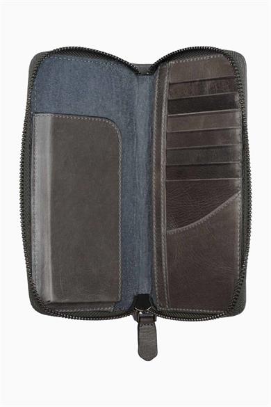 Hakiki Deri RFID Korumalı Telefon Bölmeli El Portföyü 833 - Antrasit