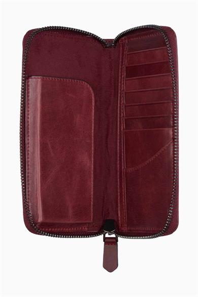 Hakiki Deri RFID Korumalı Telefon Bölmeli El Portföyü 833 - Bordo