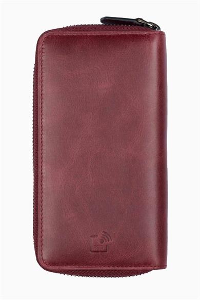 Hakiki Deri RFID Korumalı Telefon Bölmeli El Portföyü 833 - Bordo