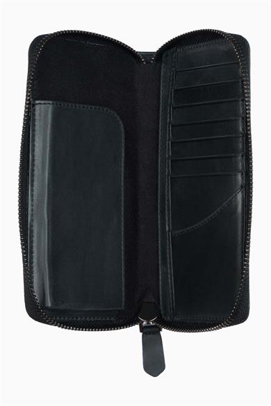 Hakiki Deri RFID Korumalı Telefon Bölmeli El Portföyü 833 - Siyah