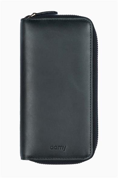 Hakiki Deri RFID Korumalı Telefon Bölmeli El Portföyü 833 - Siyah