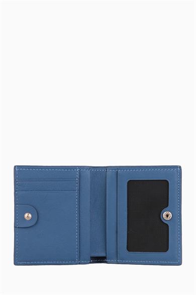 Hakiki Deri RFID Korumalı Kadın Mini Cüzdan 906 - Mavi