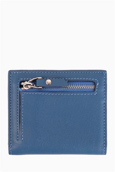 Hakiki Deri RFID Korumalı Kadın Mini Cüzdan 906 - Mavi