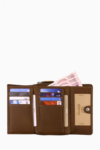 Hakiki Deri Kadın Cüzdan - Portföy 925MG - Taba