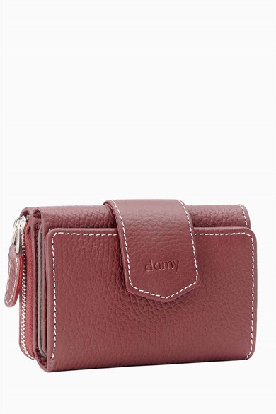 Hakiki Deri Kadın Cüzdan - Portföy 957 - Bordo