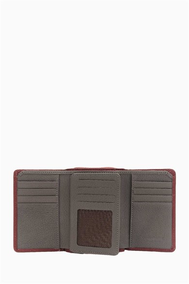 Hakiki Deri Kadın Cüzdan - Portföy 957 - Bordo