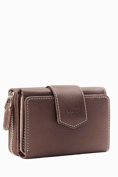 Hakiki Deri Kadın Cüzdan - Portföy 957 - Kahve