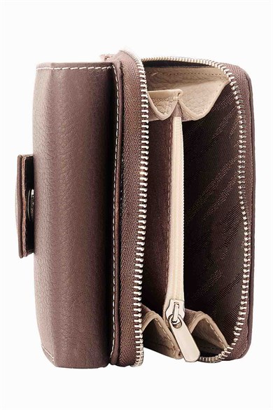 Hakiki Deri Kadın Cüzdan - Portföy 957 - Kahve