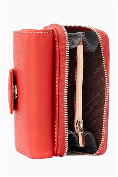 Hakiki Deri Kadın Cüzdan - Portföy 957 - Kırmızı