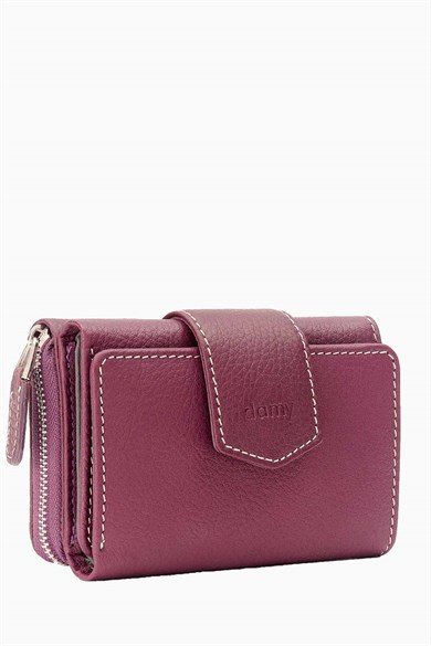 Hakiki Deri Kadın Cüzdan - Portföy 957 - Mürdüm