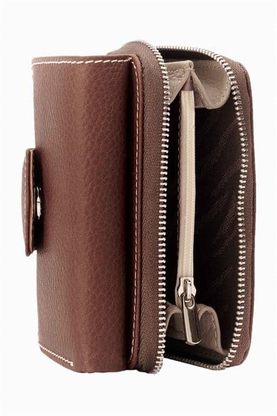 Hakiki Deri Kadın Cüzdan - Portföy 957 - Taba