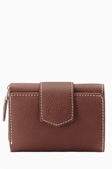 Hakiki Deri Kadın Cüzdan - Portföy 957 - Taba