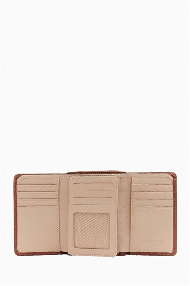 Hakiki Deri Kadın Cüzdan - Portföy 957 - Taba