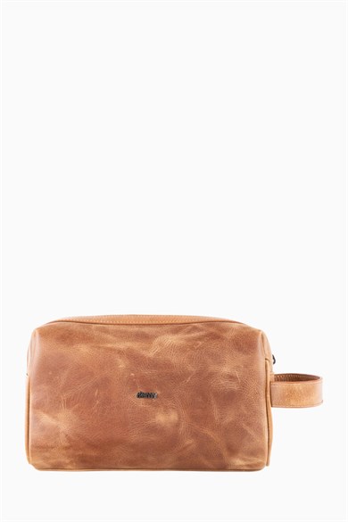 Hakiki Deri Unisex El Çantası 8415 - Taba