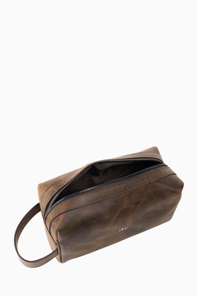 Hakiki Deri Unisex El Çantası 8415 - Kahverengi