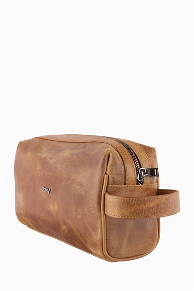 Hakiki Deri Unisex El Çantası 8415 - Taba