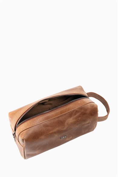 Hakiki Deri Unisex El Çantası 8415 - Taba
