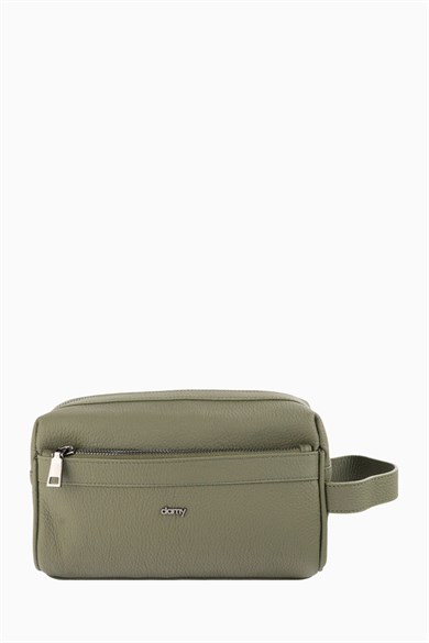 Hakiki Deri Unisex Parmak Okuyuculu El Çantası 8414 - Haki