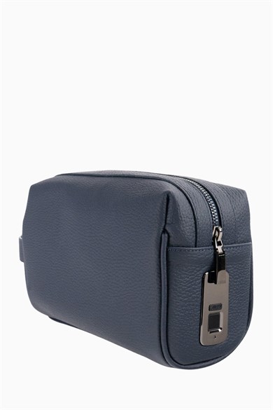 Hakiki Deri Unisex Parmak Okuyuculu El Çantası 8414 - Lacivert