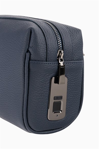 Hakiki Deri Unisex Parmak Okuyuculu El Çantası 8414 - Lacivert