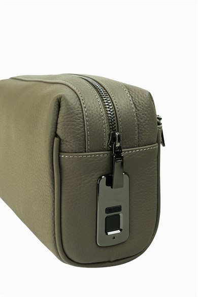 Hakiki Deri Unisex Parmak Okuyuculu El Çantası 8414 - Vizon