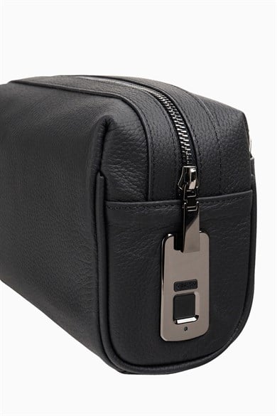 Hakiki Deri Unisex Parmak Okuyuculu El Çantası 8414 - Siyah