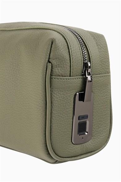 Hakiki Deri Unisex Parmak Okuyuculu El Çantası 8414 - Haki