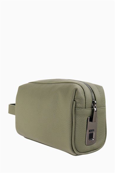 Hakiki Deri Unisex Parmak Okuyuculu El Çantası 8414 - Haki
