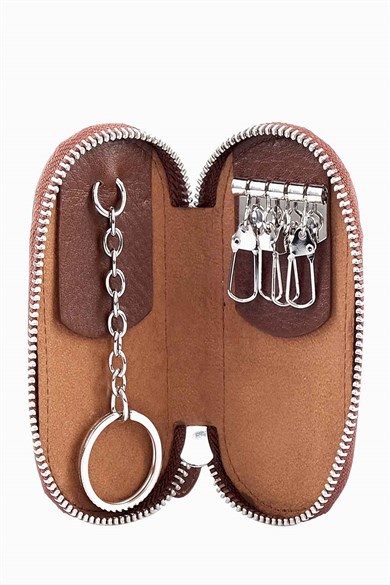 Hakiki Deri Anahtarlık 786 - Taba