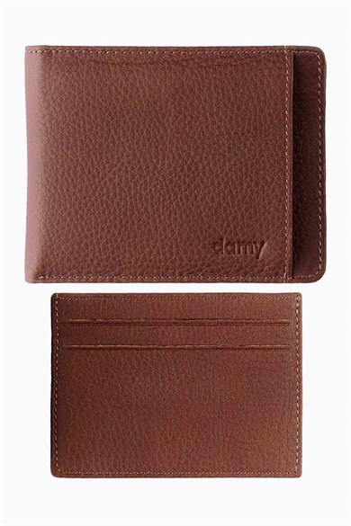 Hakiki Deri Çıkarılabilir Bölmeli Erkek Cüzdan 340MG - Taba