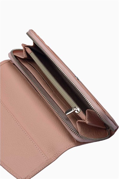 Hakiki Deri Kadın Cüzdan - Portföy 2221 - Pudra