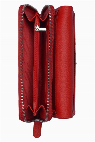 Hakiki Deri Kadın Cüzdan - Portföy 2221 - Kırmızı