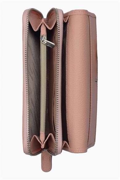 Hakiki Deri Kadın Cüzdan - Portföy 2221 - Pudra