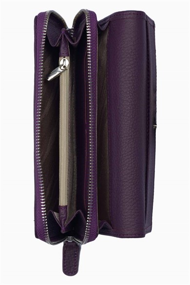 Hakiki Deri Kadın Cüzdan - Portföy 2221 - Mürdüm