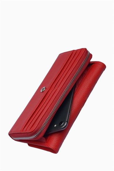 Hakiki Deri Kadın Cüzdan - Portföy 2221 - Kırmızı