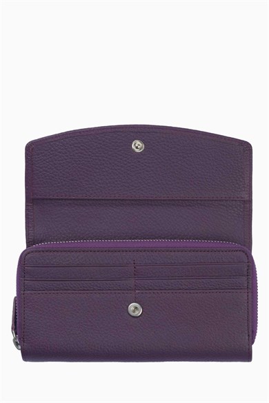 Hakiki Deri Kadın Cüzdan - Portföy 2221 - Mürdüm