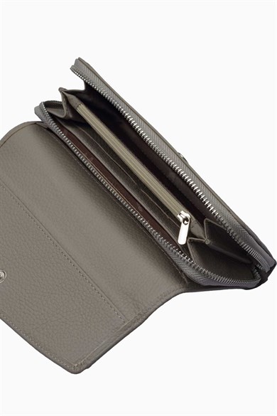 Hakiki Deri Kadın Cüzdan - Portföy 2221 - Vizon