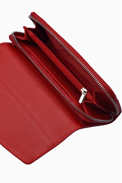 Hakiki Deri Kadın Cüzdan - Portföy 2221 - Kırmızı