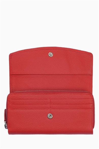 Hakiki Deri Kadın Cüzdan - Portföy 2221 - Kırmızı