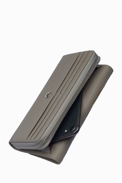 Hakiki Deri Kadın Cüzdan - Portföy 2221 - Vizon