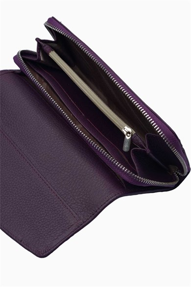 Hakiki Deri Kadın Cüzdan - Portföy 2221 - Mürdüm