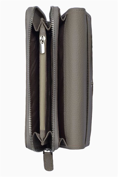 Hakiki Deri Kadın Cüzdan - Portföy 2221 - Vizon