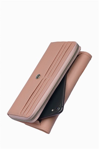 Hakiki Deri Kadın Cüzdan - Portföy 2221 - Pudra
